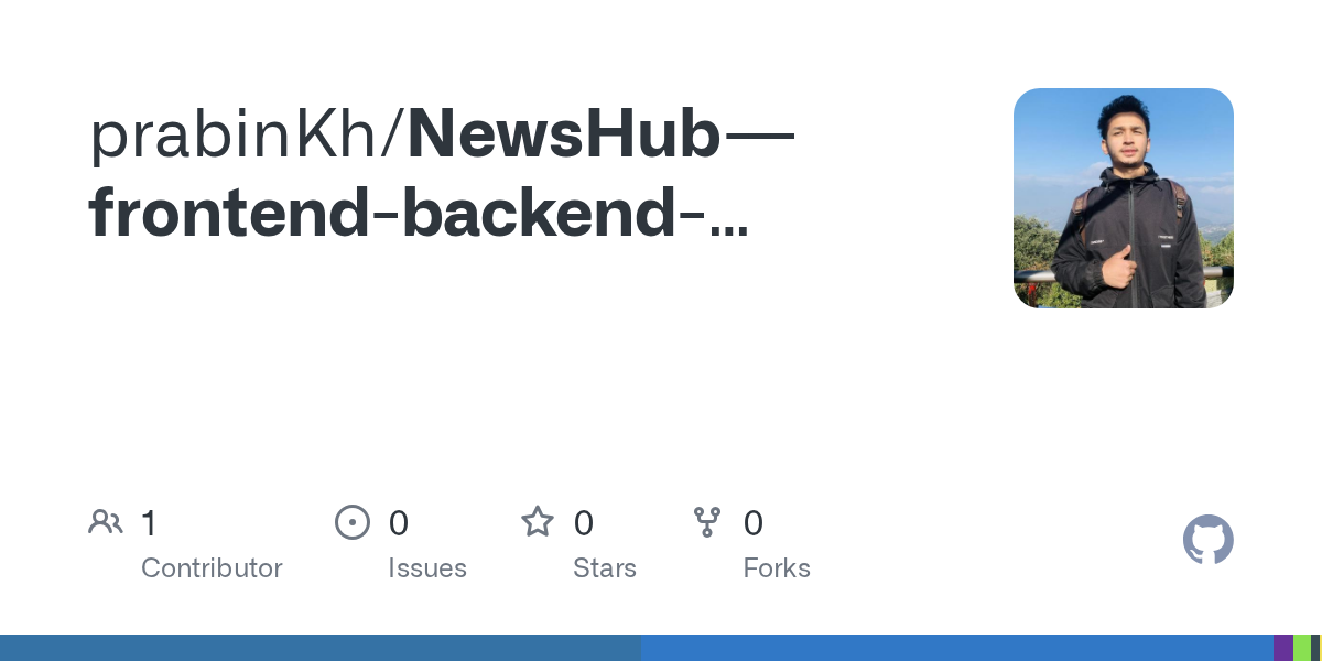 NewsHub full-stack news platform repository card